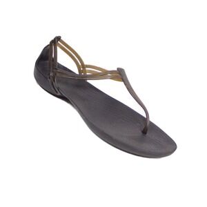 Crocs Isabella T-Strap Sandals Slip On Jelly Thong Womens Size 10 Black